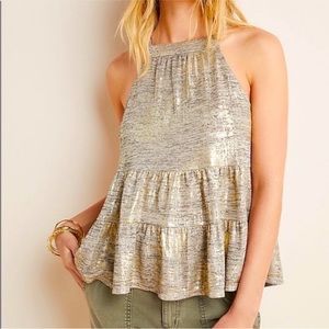 Anthropologie Gold Becca Tiered Tank Top